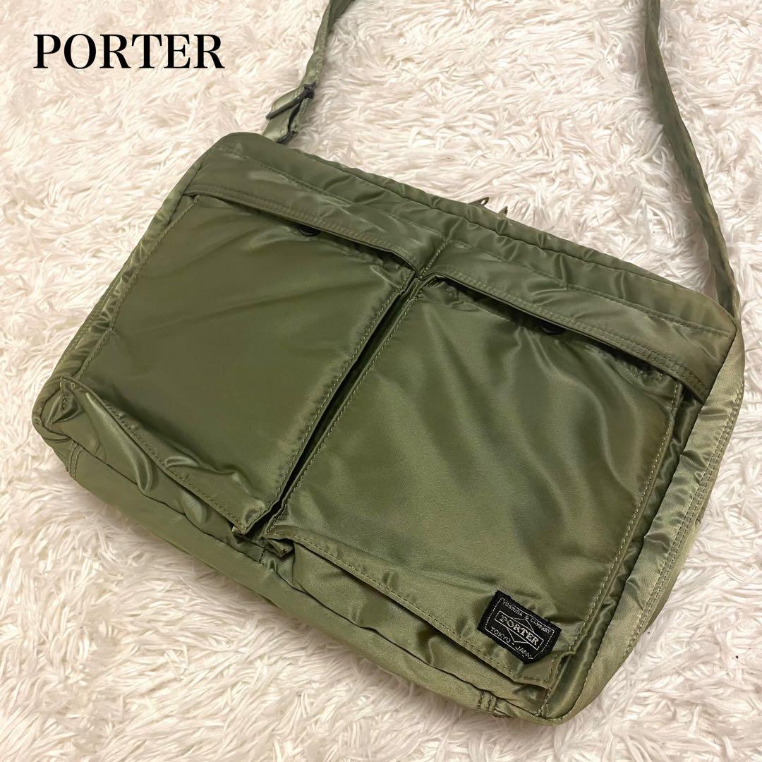 PORTER タンカー セージグリーン 二層 ショルダーバッグ ポーター
