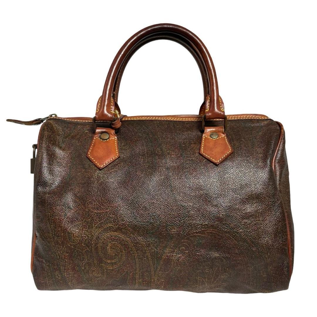 美品 ETRO エトロ ミニボストンバッグ ペイズリー柄 PVC ハンドバッグ