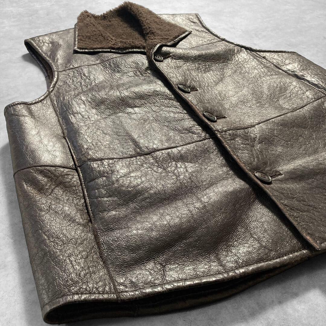 aofu様 ニチロ 毛皮 Sheep House ムートン レザーベスト L 茶 - メルカリ