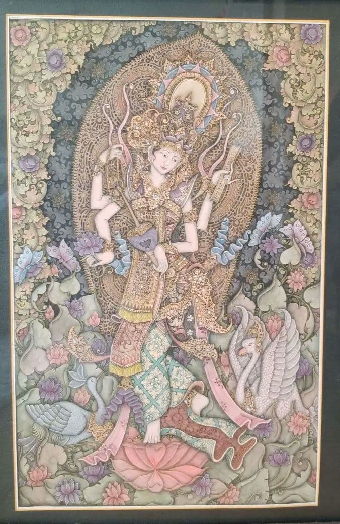 バリ絵画 女神サラスワティ