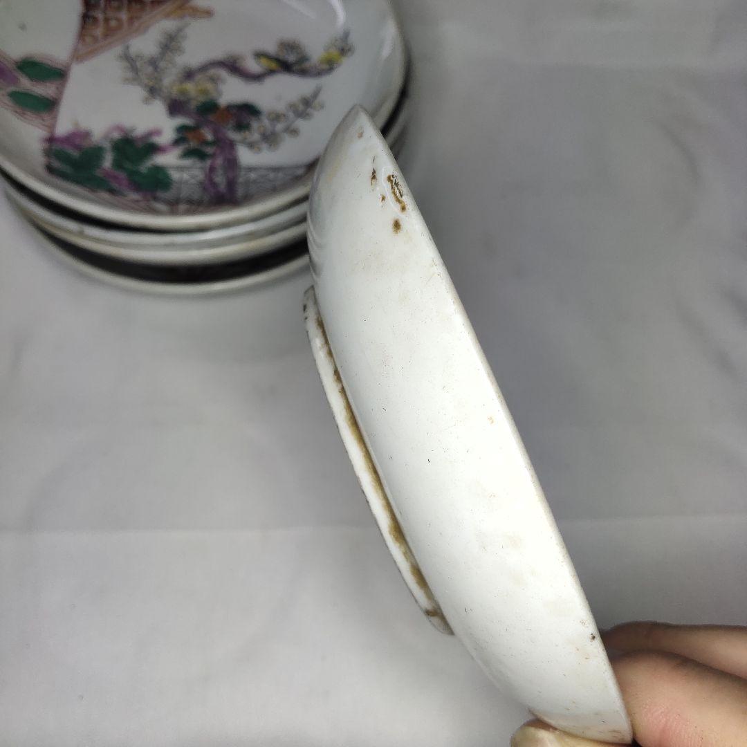 清朝磁器 中国骨董 粉彩小皿 花鳥図 手描き アンティーク コレクター