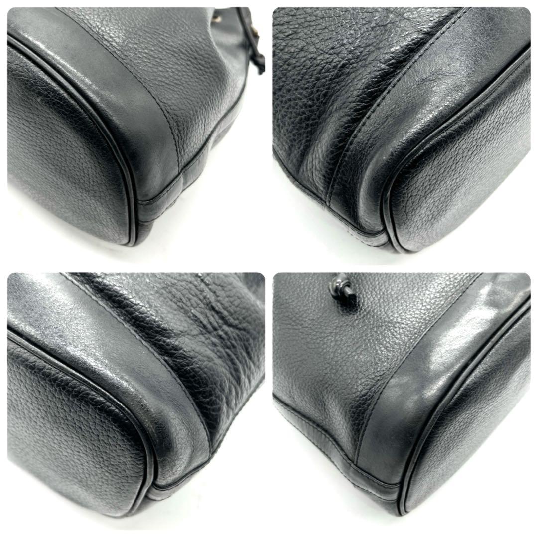 90s 美品】バーバリー 巾着 レザー ホースロゴ ブラック ショルダー