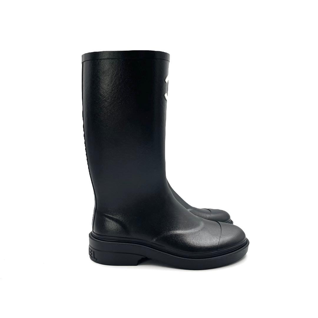 《未使用級》CHANEL シャネル レインブーツ ココマーク 黒 36 付属無し
