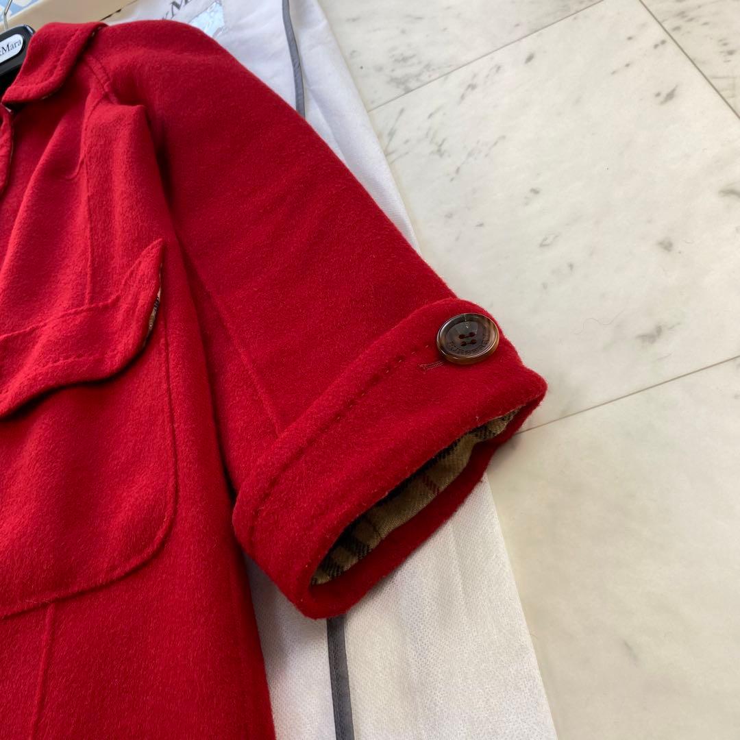 カシミヤ混◎バーバリーロンドン ダブルフェイス コート 赤 レッド