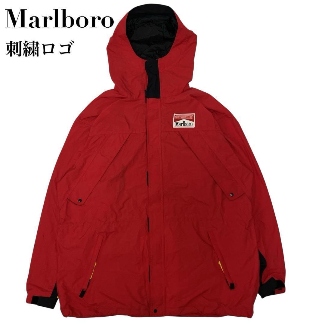 Marlboro マルボロ ナイロンジャケット 2XL相当 赤×黒 フード収納可