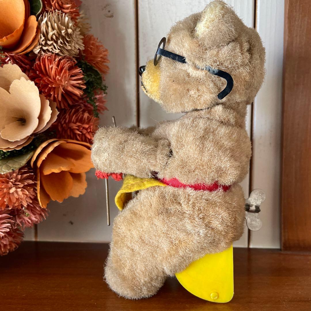 max carl ヴィンテージ ゼンマイ式 編み物をするテディベア 蚤の市