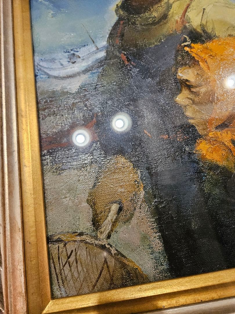 工藤和男「陽光の浜」油彩 F6号 創元会元会長 労働者の賛歌 一枚の繪