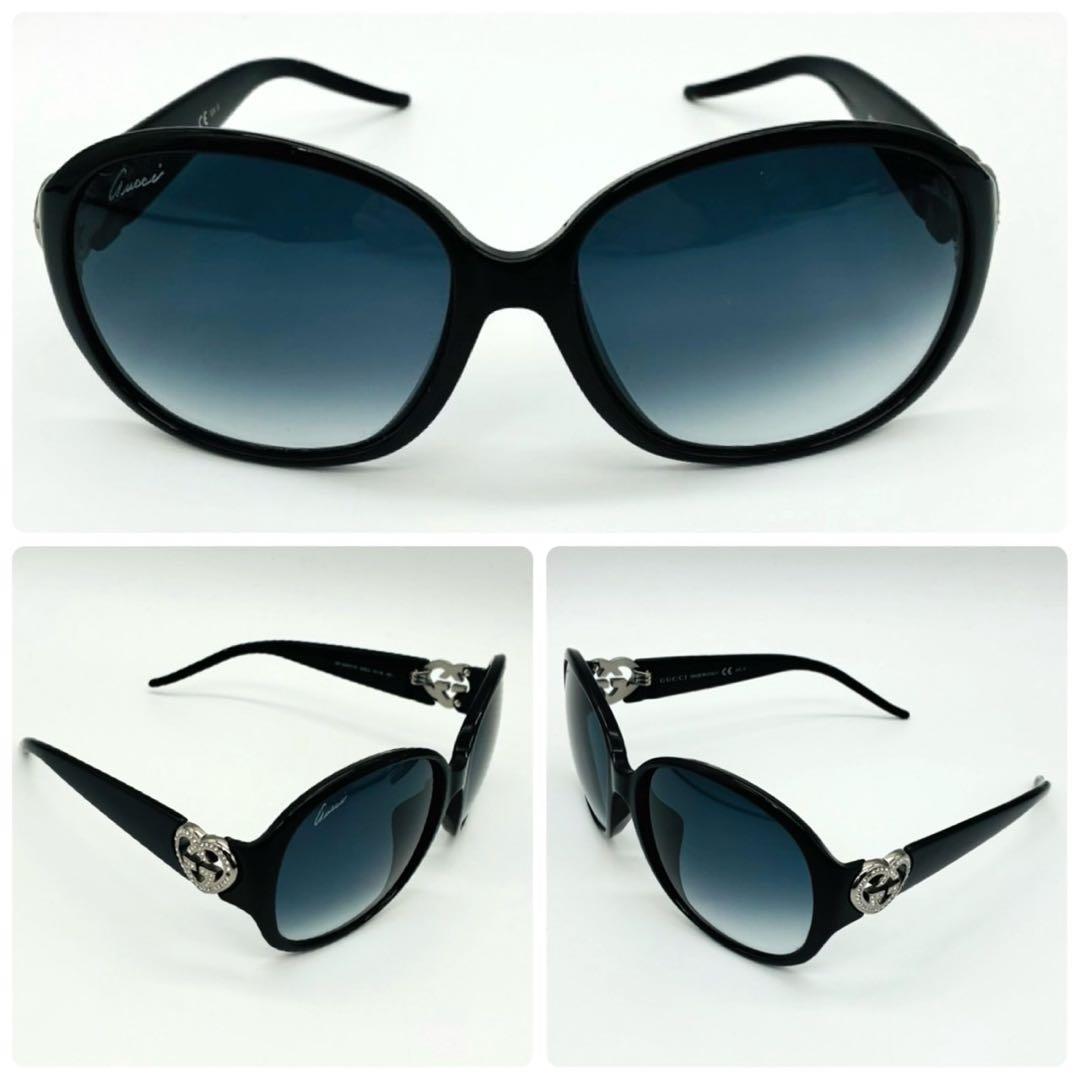 GUCCI グッチ サングラス GG ラインストーン ハート ブラック ケース付