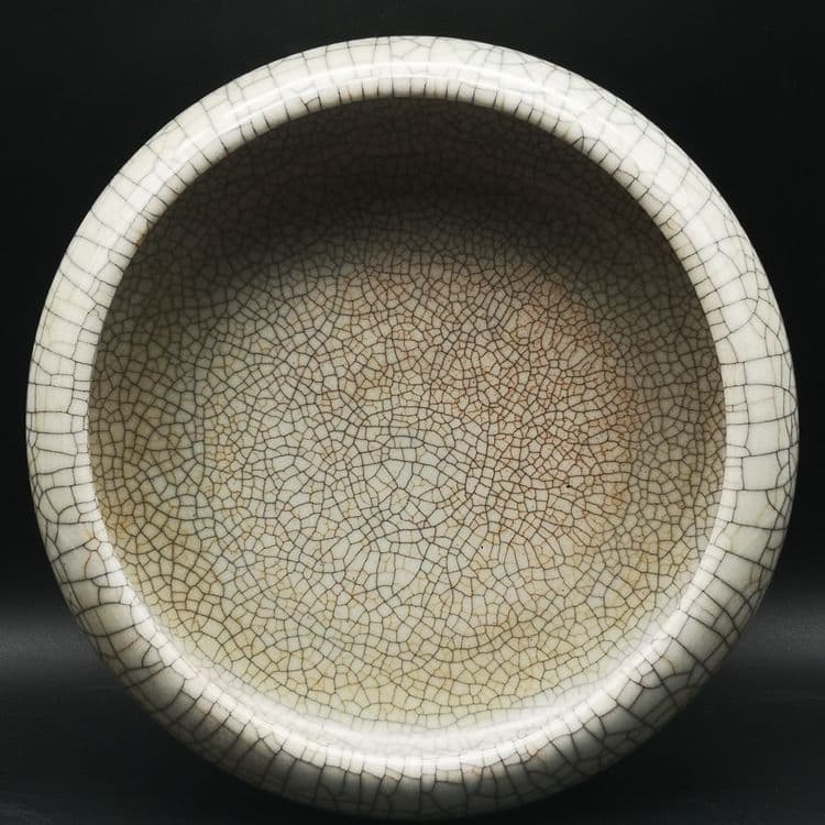 清官窯金糸鉄線紋 大筆洗 碗蓮灰皿 書道具 文房具 現代工芸