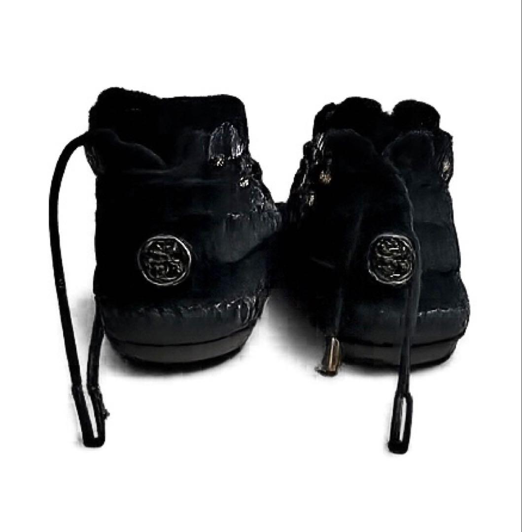 トリーバーチ TORY BURCH ビジュー付き黒ムートンショートブーツ