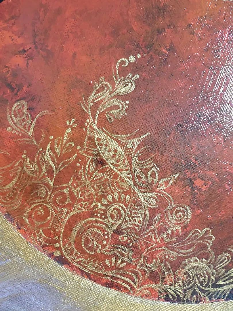 カラスの油絵◇1点物絵画◇アイヌ模様/パワーアート/真作/作者サイン