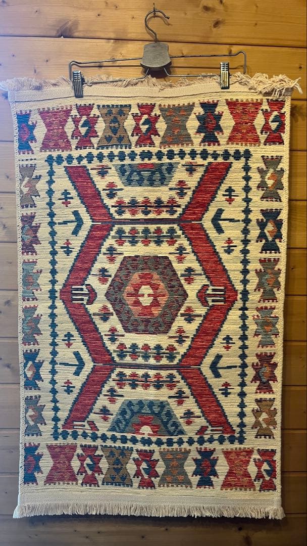 アルバニア産　90×57.5cm トライバルラグ　キリム　新品