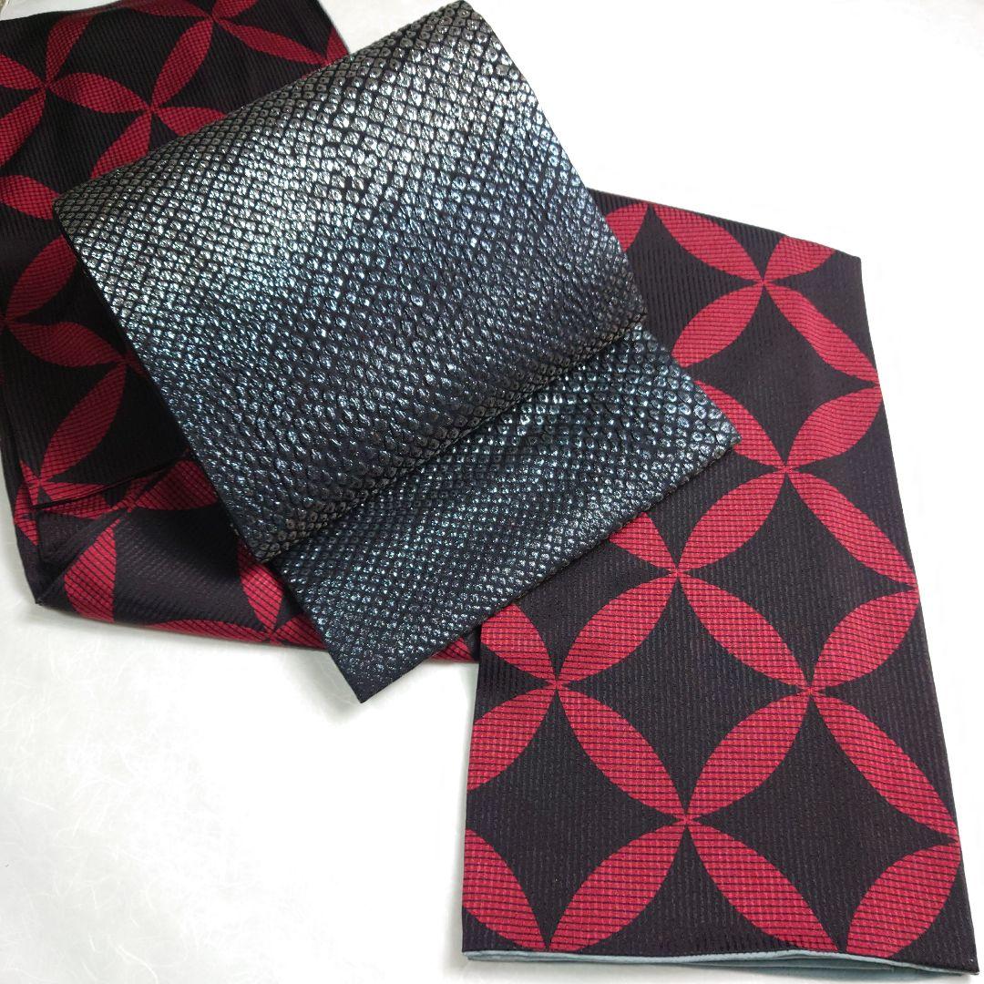 正絹 袋帯 六通柄 岡文織物謹製 鹿子柄 ギラギラ モード 洒落 逸品 未