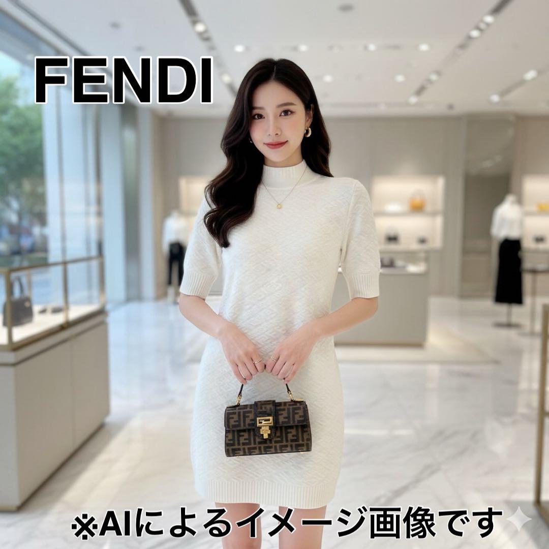 FENDI フェンディ　エンボスロゴ　ニットワンピース　白　サイズ40（M） FENDI（フェンディ）ニット・セーター 白 サイズ:40(M位) レディース