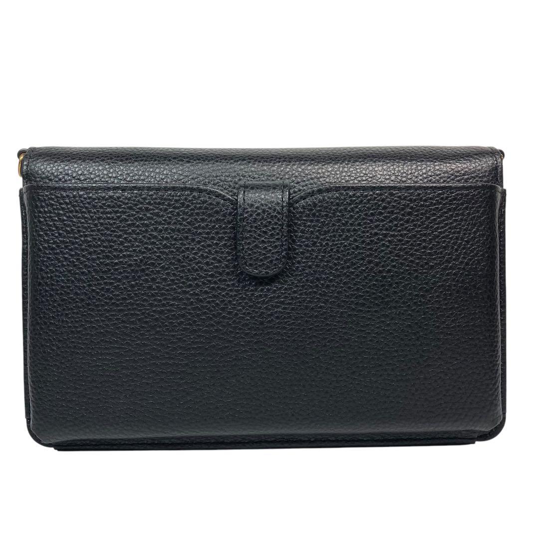 傳濱野 デリカ 2wayお財布ポシェット クロスボディ 本革 黒 未使用級