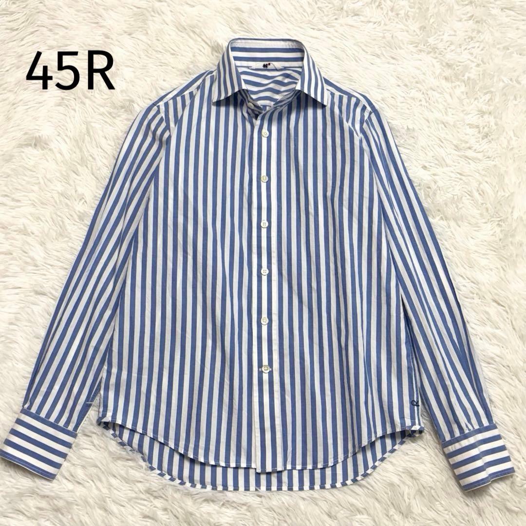 45R 長袖ストライプシャツ　綿　コットン　サイズ3 レディース wft06603.jpg