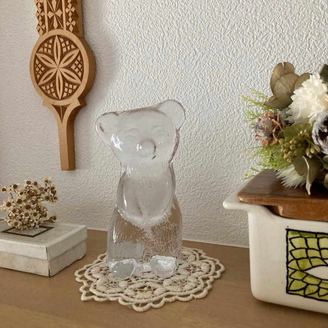 北欧ヴィンテージ　エダクリスタル社　クマさんのガラスオブジェ　　ペーパーウェイト 北欧ヴィンテージ エダクリスタル社 クマさんのガラスオブジェ