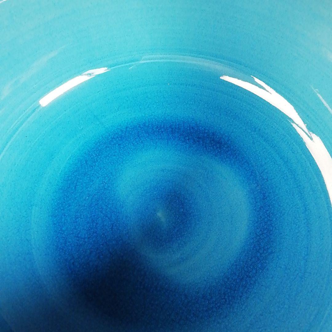 T996 水指 『浅黄交趾 捻梅』『平安 叶松谷 造』 共箱 茶道具