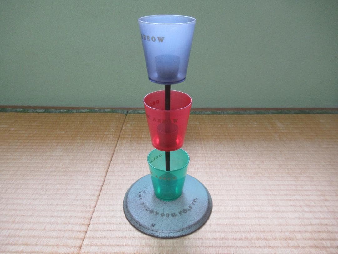 美品 非売品 1930年◆パイロット 店頭用 緑・赤・青コップ型3段 ペンケース PILOT×SOMES レザーコレクション ペンシース 3本差し SLS3-11 ブラック