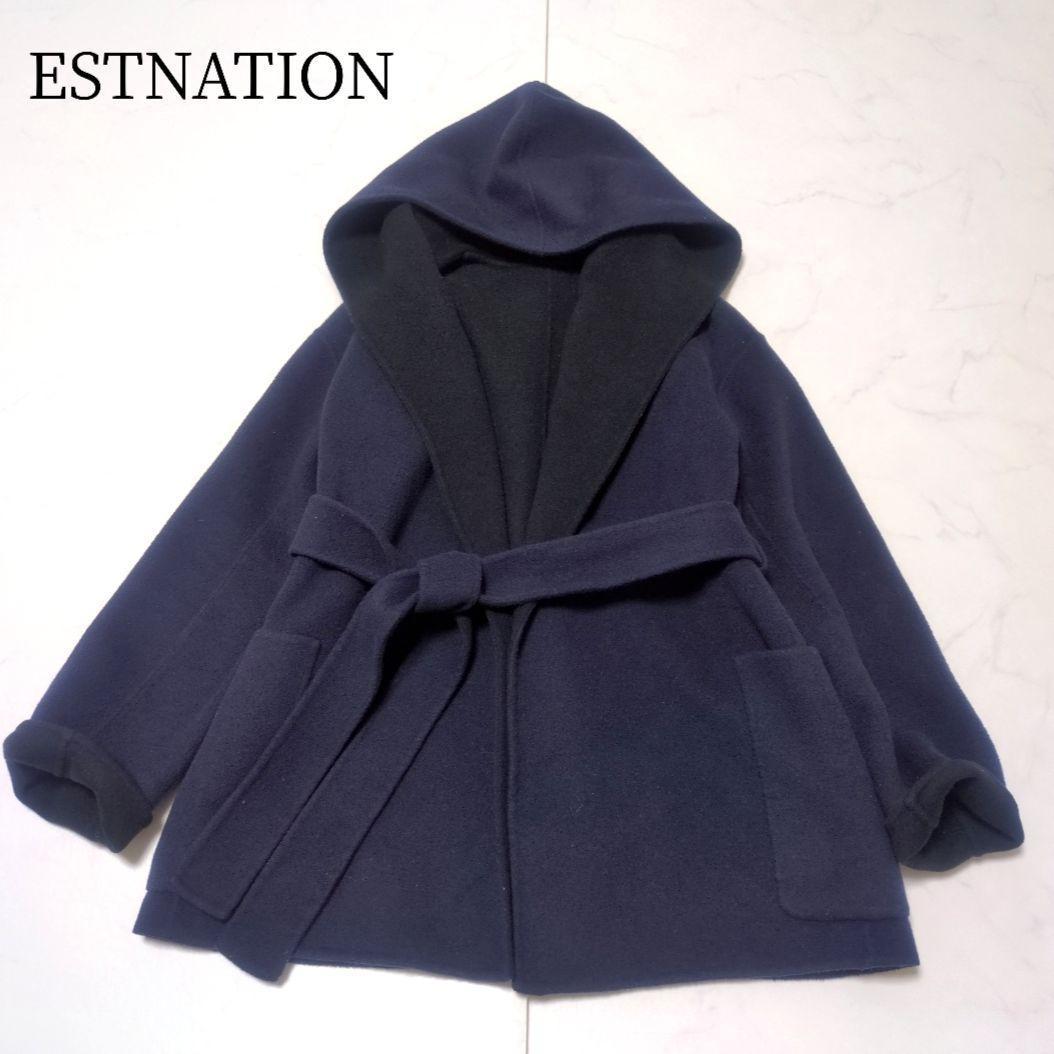 人気完売品✨️ESTNATION ウールカシミヤショートビーバーリバーコート❁ 23区（ニジュウサンク） ウールカシミヤビーバー フード付き ショート