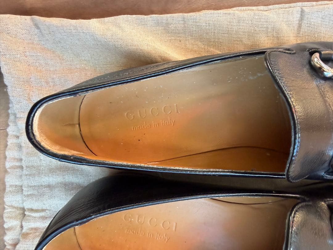 GUCCI ブラックレザー ホースビットローファー　27.5cm(サイズ9)
