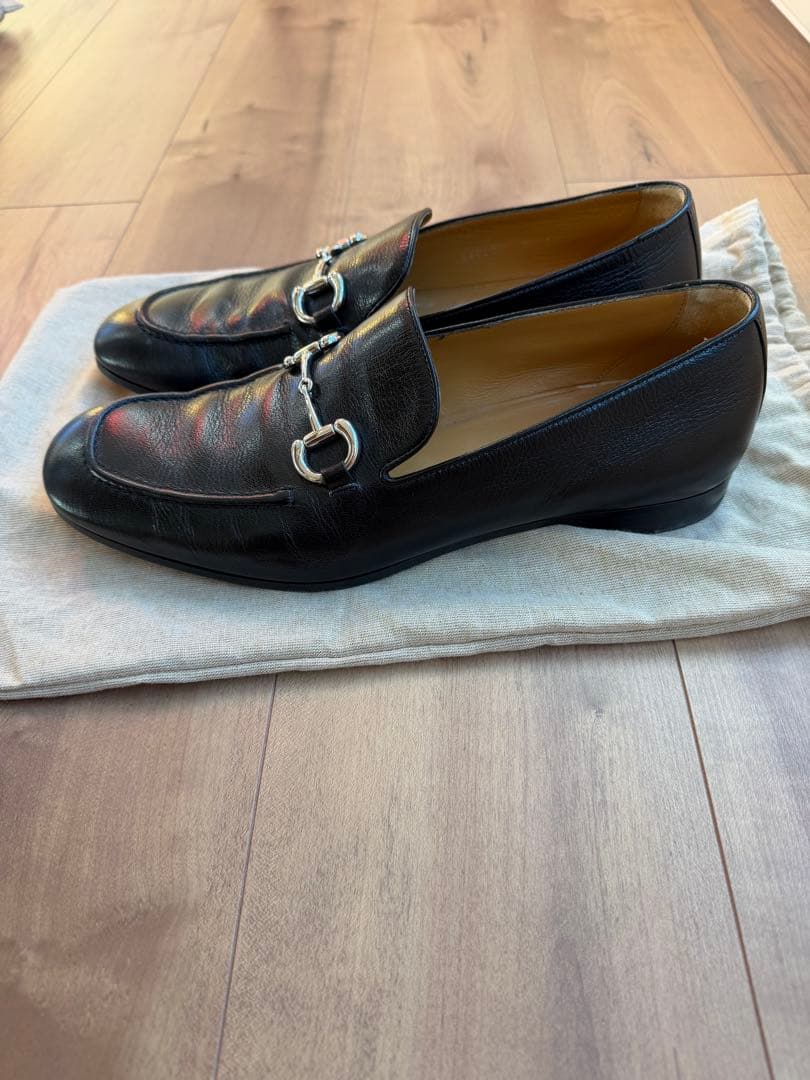 GUCCI ブラックレザー ホースビットローファー　27.5cm(サイズ9)
