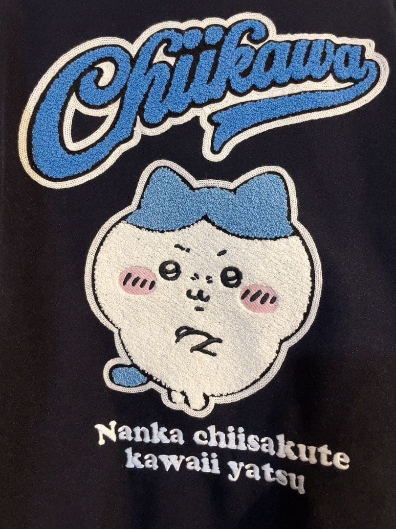未使用品・3L】ちいかわ ハチワレ◎スタジャン◎サガラ刺繍◎ネイビー