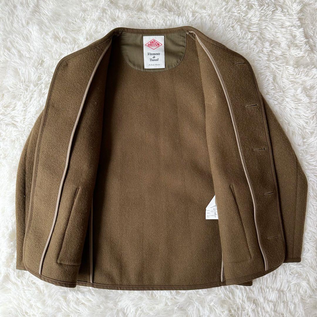 DANTON ダントン ウールモッサ ノーカラージャケット ブラウン - メルカリ