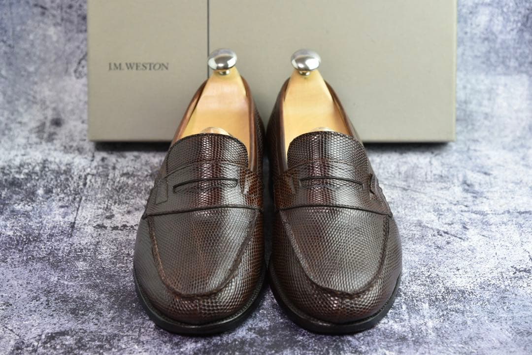 純正ツリー付　J.M.WESTON　#180　リザード　6.5E　ダークブラウン
