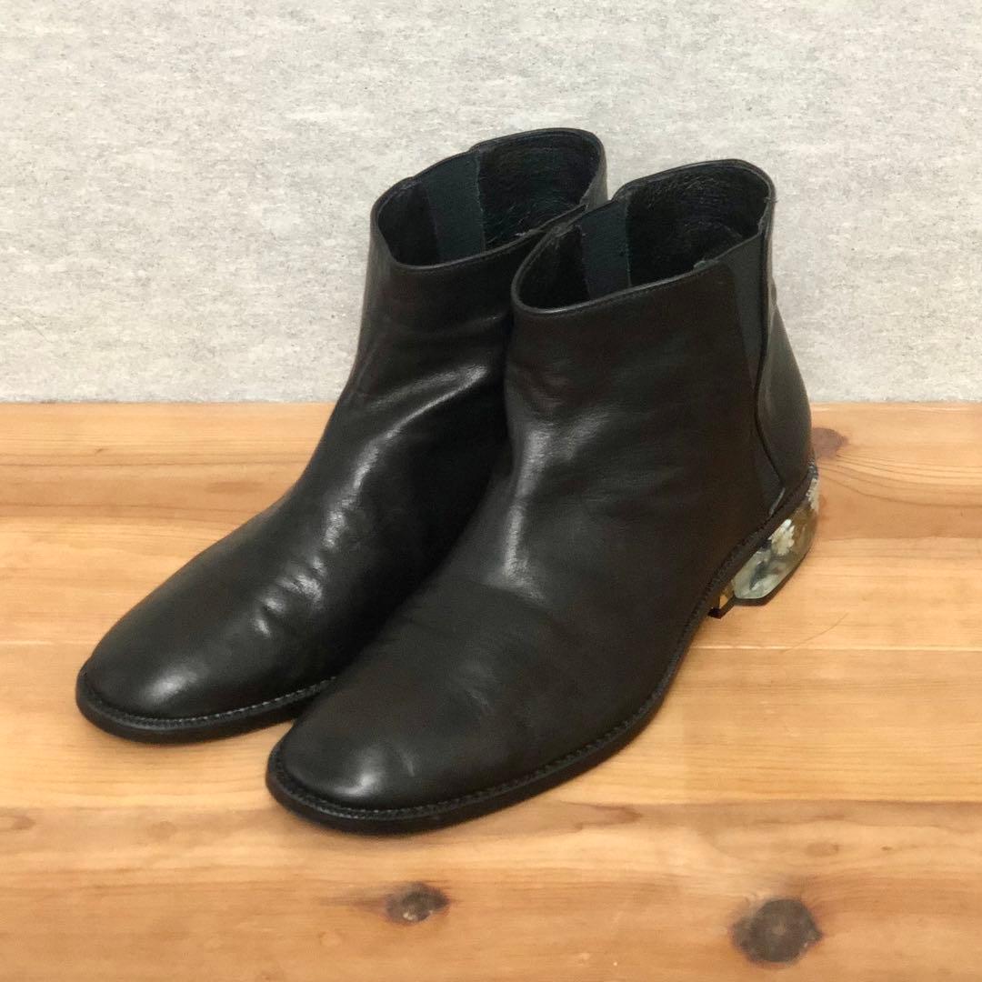 極美品⭐️MABATAKI美雨ショートブーツ《ヒールには本物の青い紫陽花✨》