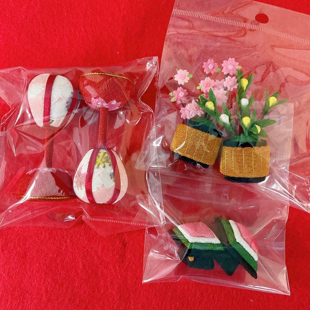 雛飾り小道具【桜ぼんぼり小＆桜橘＆菱餅】お雛様 雛人形 ちりめん細工