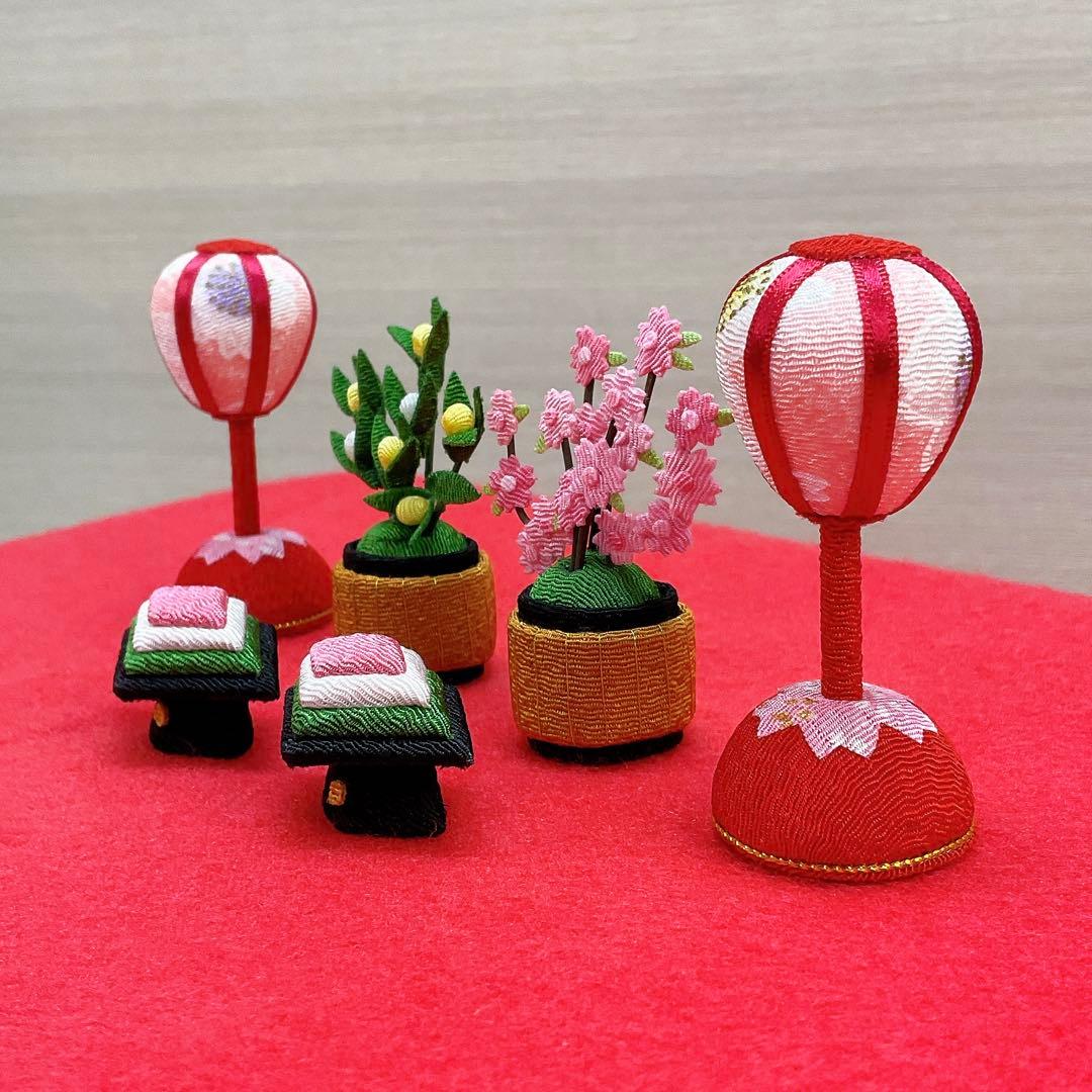 雛飾り小道具【桜ぼんぼり小＆桜橘＆菱餅】お雛様 雛人形 ちりめん細工