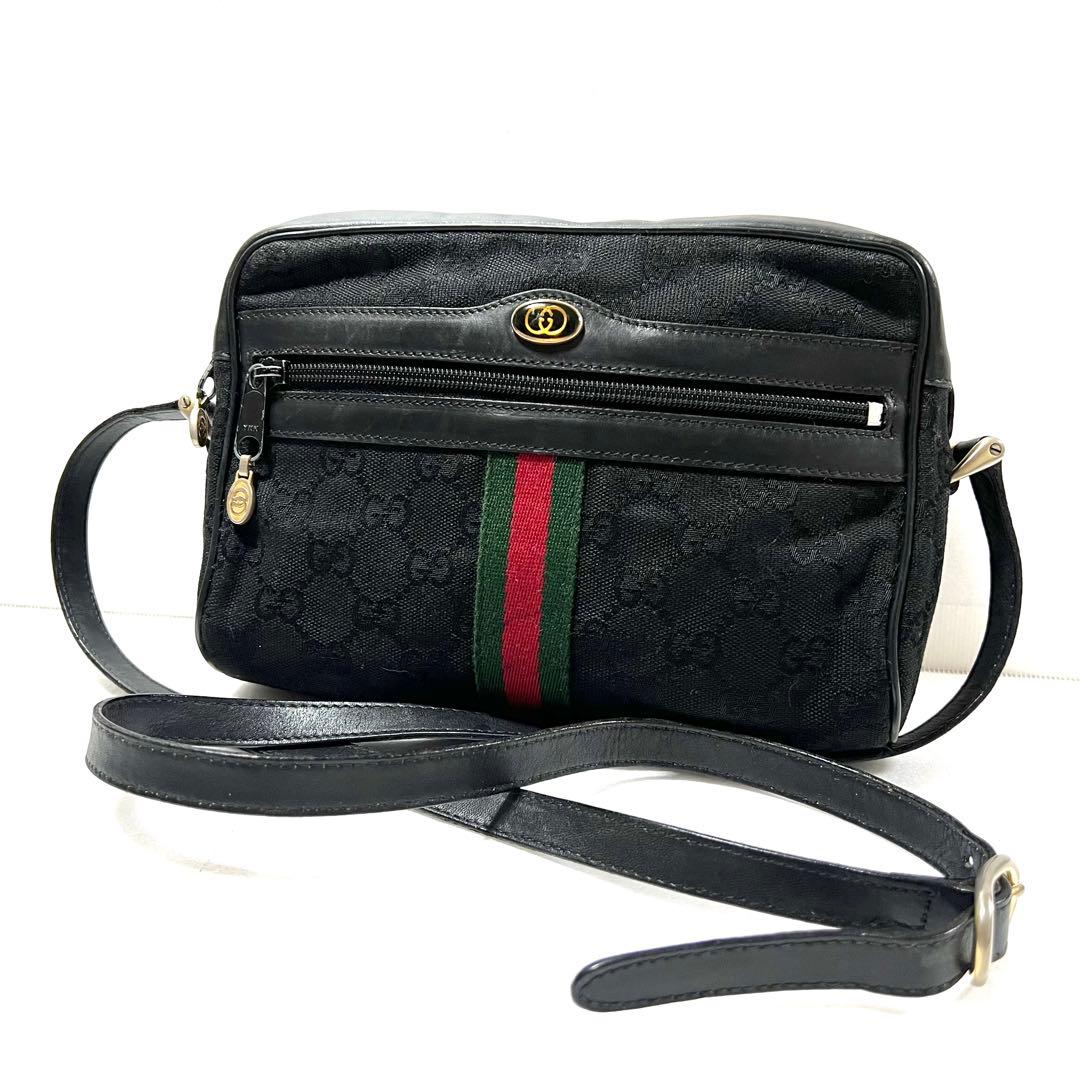 【良品】GUCCI グッチ シェリーライン ショルダーバッグ gg ブラック GUCCI（グッチ） GUCCI GG柄 ショルダーバッグ シェリーライン ウェブ