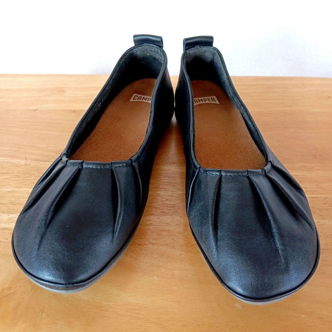 y*i様 美品◇CAMPER カンペール パンプス フラット ギャザー ブラック