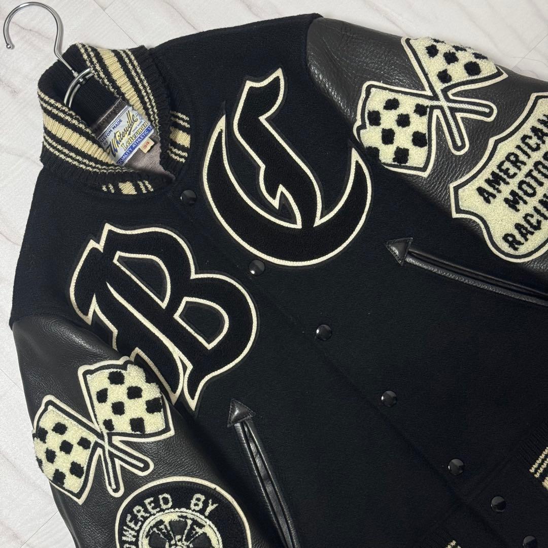 極美品✨ホワイトビル×Letterman クランクバスターズ レザースタジャン