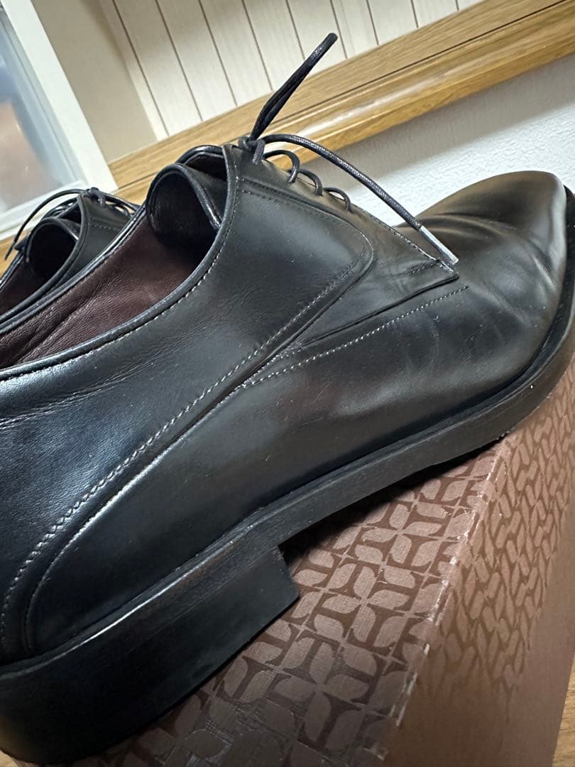 【着用1回極美品】a.testoni ストレートチップ黒UK6.5 25.5cm