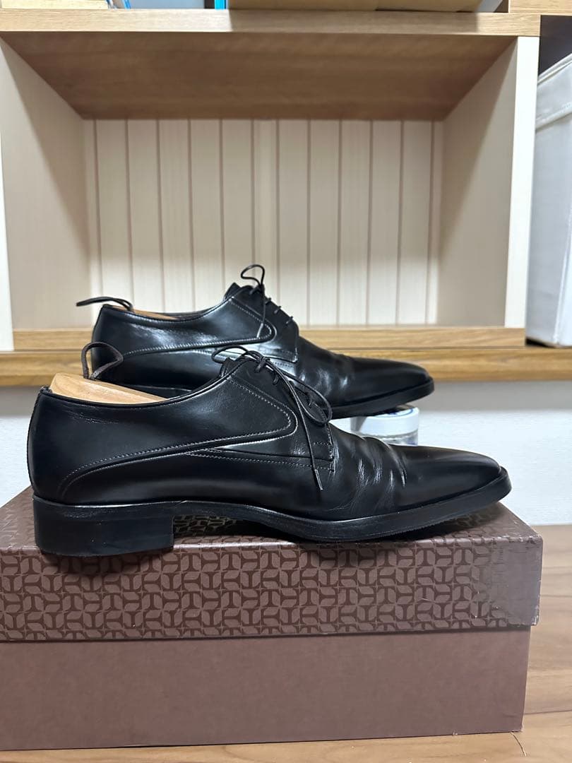 【着用1回極美品】a.testoni ストレートチップ黒UK6.5 25.5cm