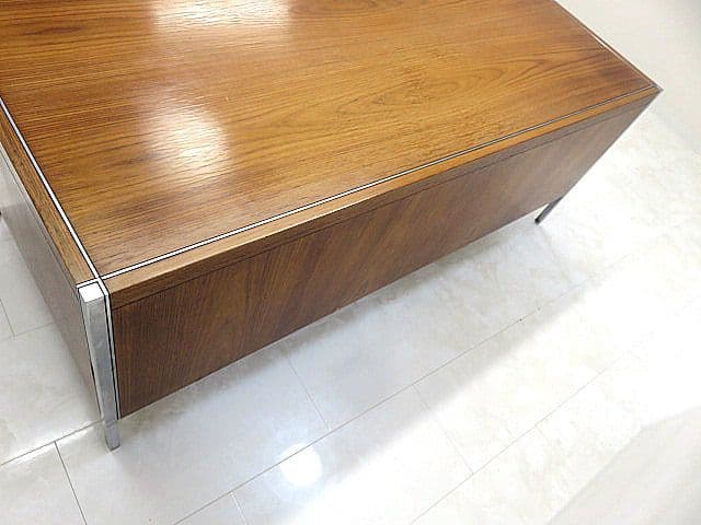 希少品/ヴィンテージ Knoll/ノール/ノル ローズウッド材デスク 両袖机