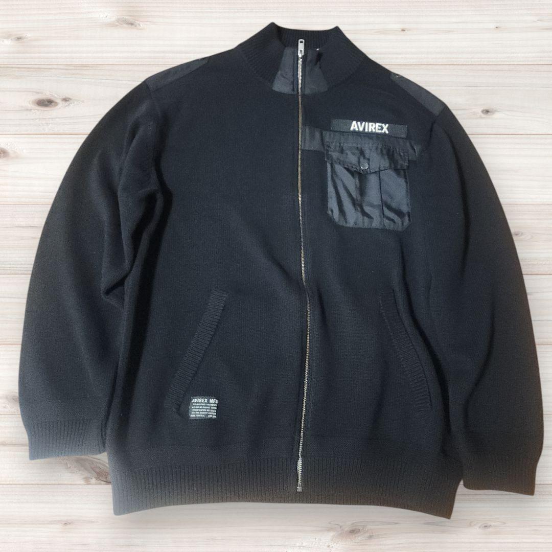 【新品タグ付き】AVIREX　ニット　ジャケット　黒　3L 楽天市場】AVIREX アヴィレックス ジップアップ ニット ジャケット