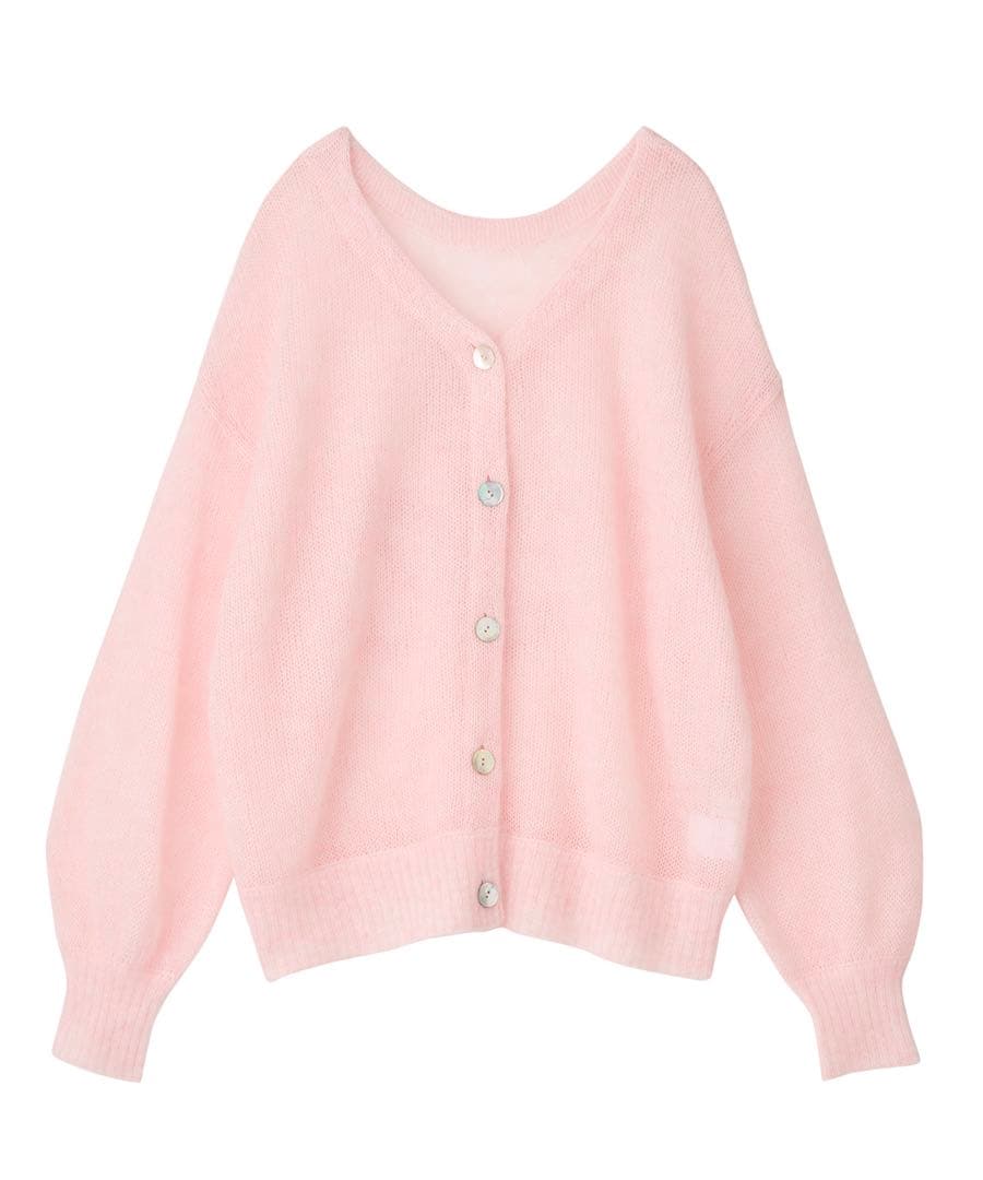 シアーモヘヤロゴ刺繍カーディガン エメイン aimeine - メルカリ