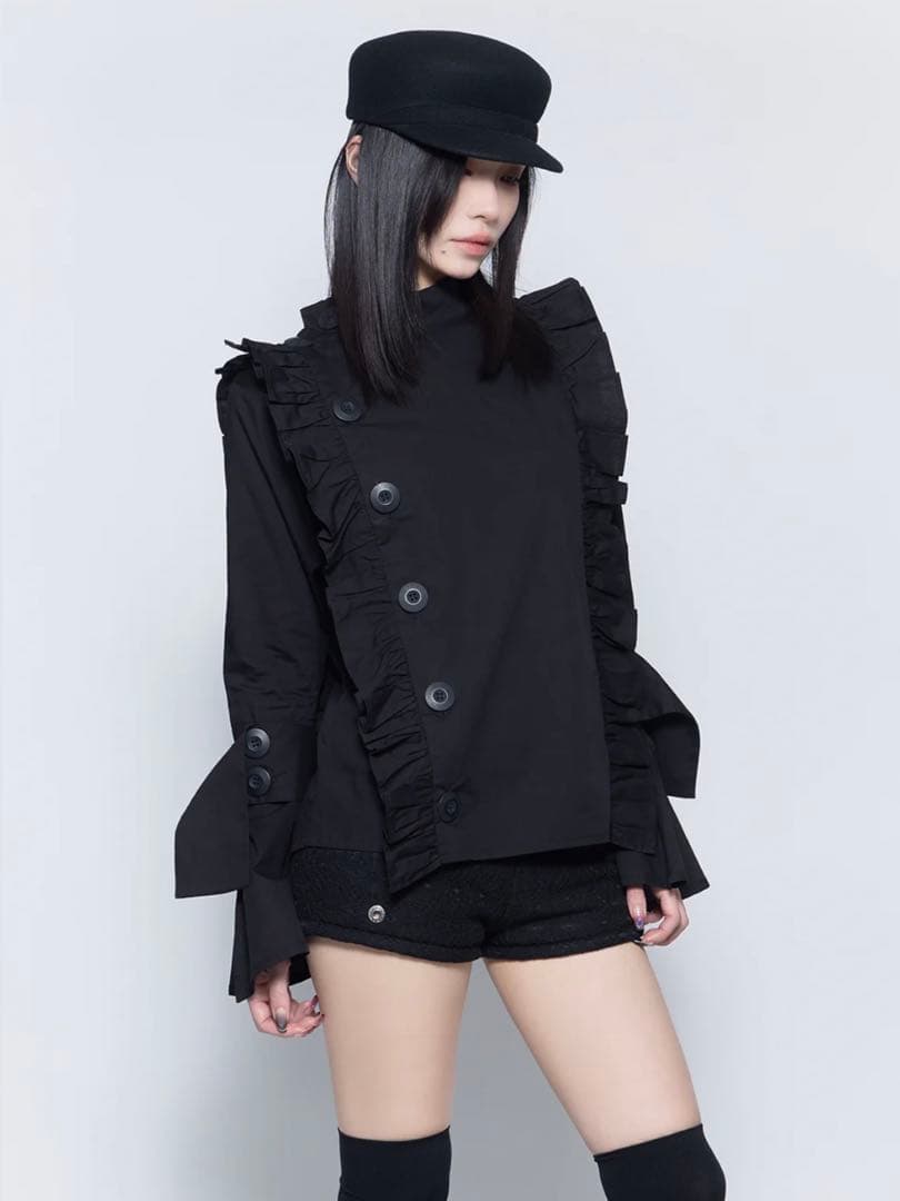 MELT THE LADY button frill blouse(gray) - メルカリ