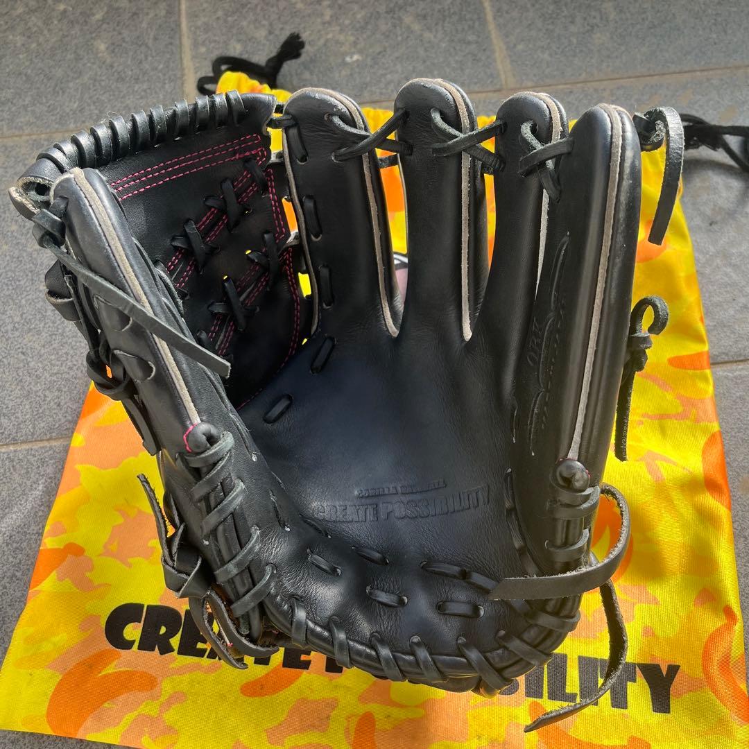 ゴリラ印 硬式グローブ 黒 ピンクステッチ - メルカリ