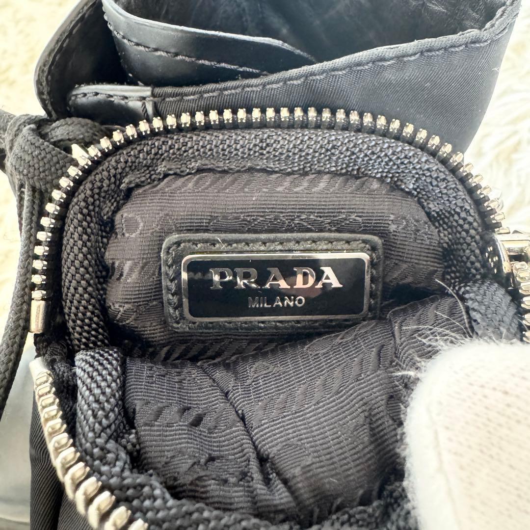 美品　プラダ　モノリス　ブーツ　三角ロゴ　ナイロンポーチ　22.5cm　ブラック