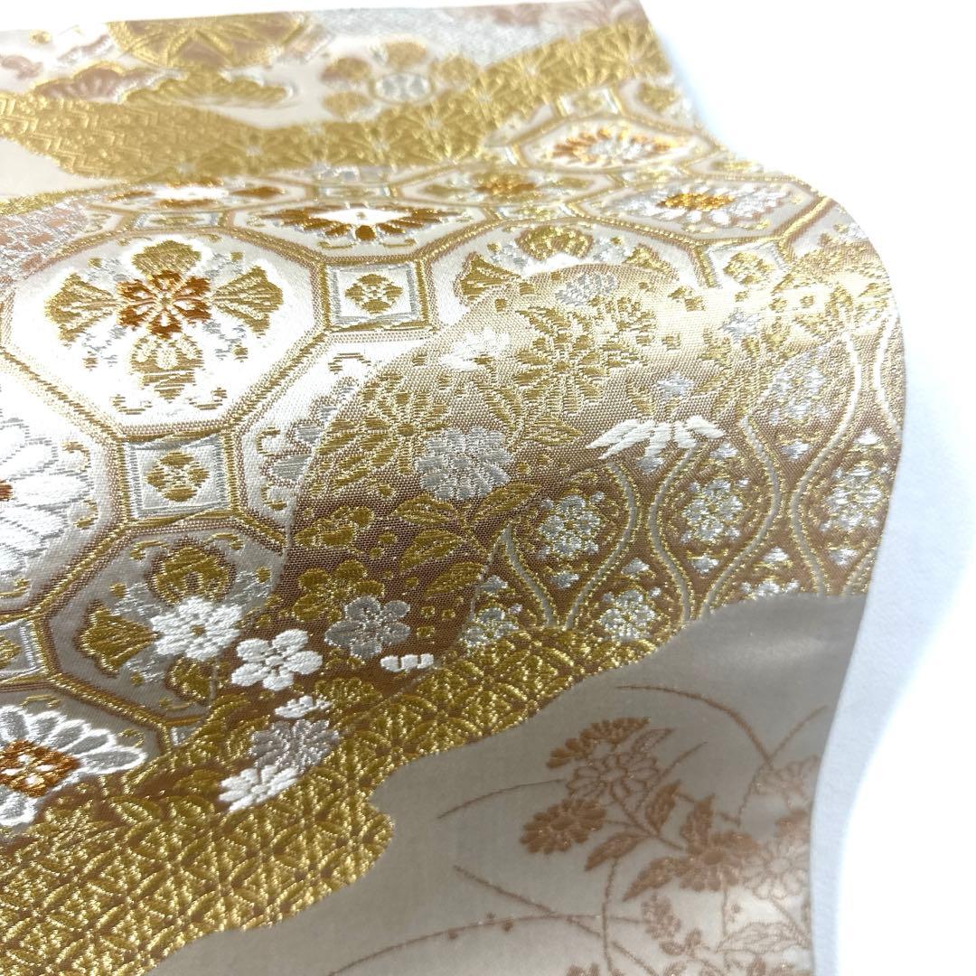 帯6008 ○高級 正絹 美保姿 全通 袋帯 宝尽くし 松竹梅