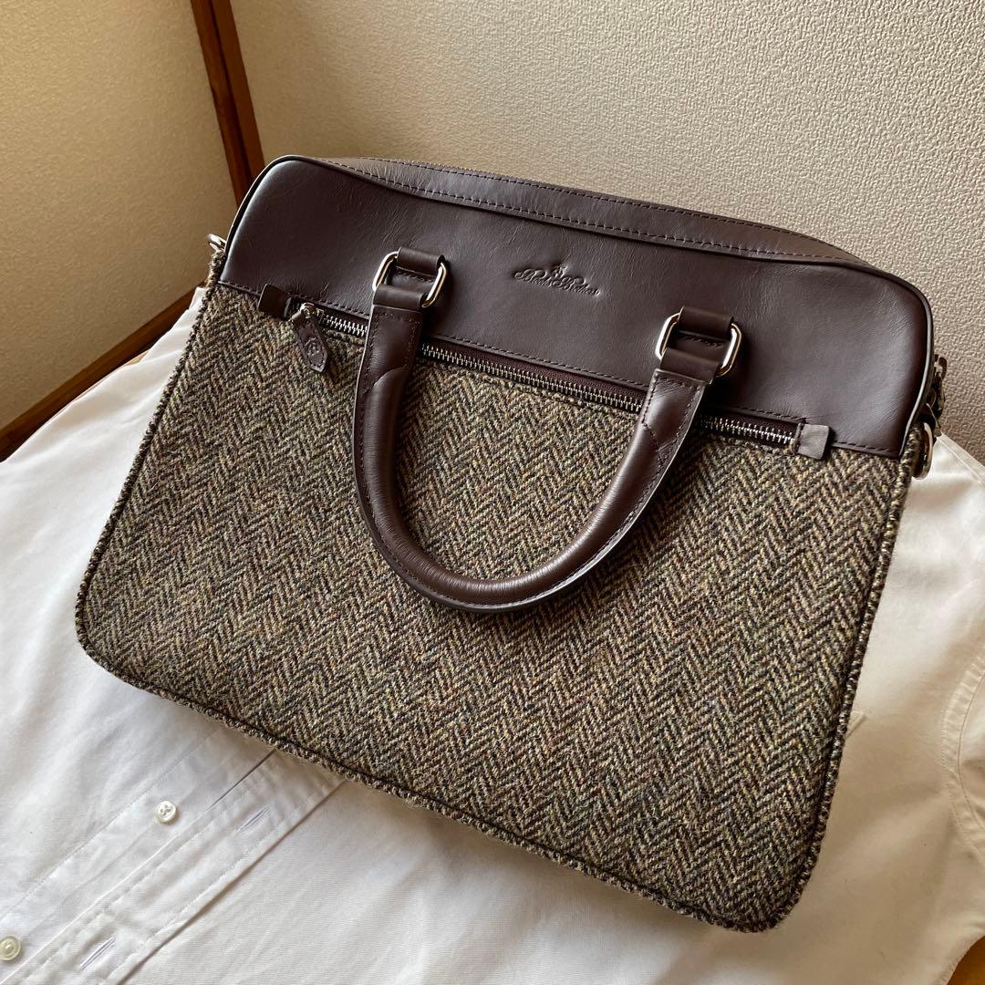 新品　Brooks Brothers ブリーフケース　ツイード　レザー BROOKS BROTHERS（ブルックスブラザーズ） ブリーフケース 本革 レザー
