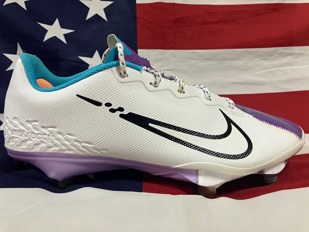日本未発売】NIKE ナイキ 野球 スパイク 27cm パープル ホワイト