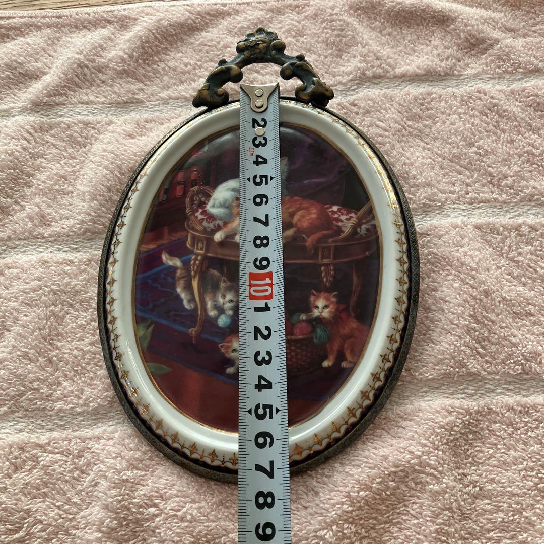 希少 マイセン 猫 壁掛け 飾り絵 プレート 猫の絵画 アンティーク