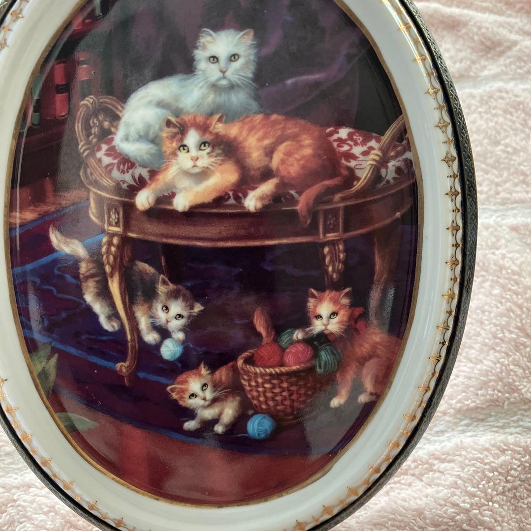希少 マイセン 猫 壁掛け 飾り絵 プレート 猫の絵画 アンティーク