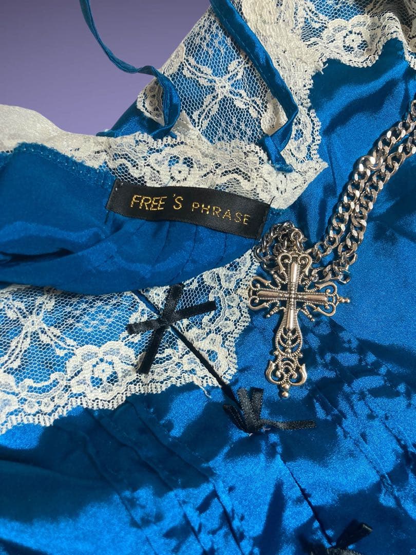 y2kサテン姫ギャルレースリボンゴシックキャミフェアリーグランジ古着