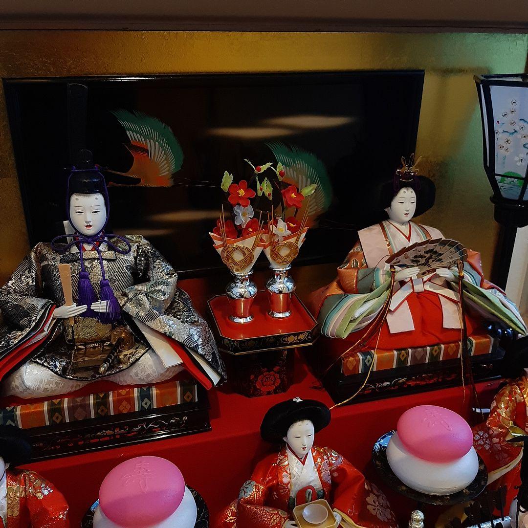 雛人形セット ガラスケース付き 三段飾り 七人飾り お雛様 平安清玉作